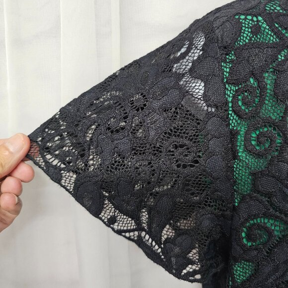 Vintage Black Green Y2k Corset Dress Lace Mini Goth Punk Whimsigoth Tunic 1X - Picture 3 of 11